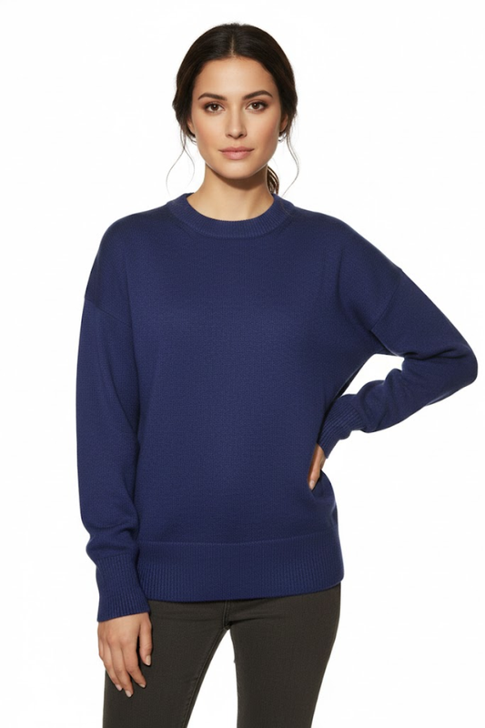Relaxed Fit Crew Neck Knit Sweater
