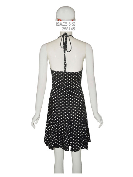 Black with White Polka Dot Halter Dress
