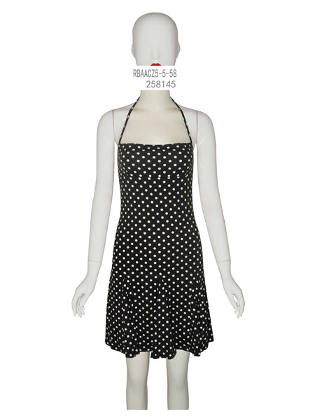 Black with White Polka Dot Halter Dress