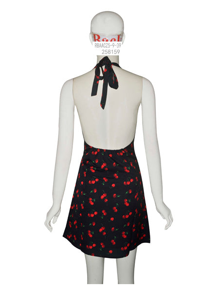 Cherry Print Halter Mini Dress