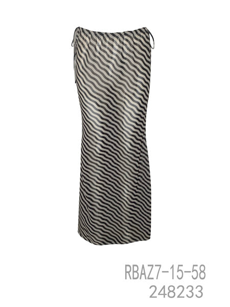 Wave Print Midi Skirt