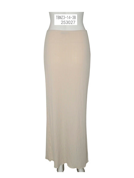 Beige Ribbed Maxi Skirt