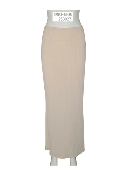 Beige Ribbed Maxi Skirt