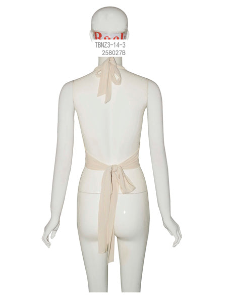 Beige Halter Crop Top
