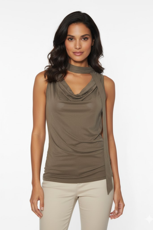 Draped Halter Neck Sleeveless Top