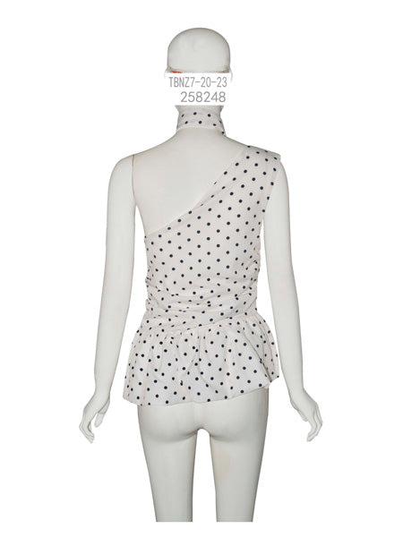 Polka Dot One-Shoulder Peplum Top