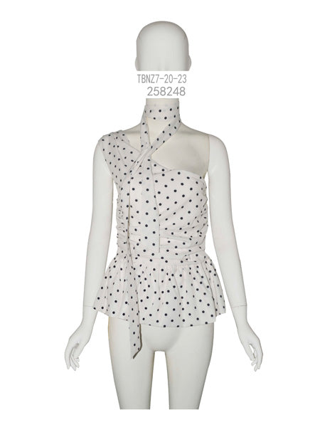 Polka Dot One-Shoulder Peplum Top