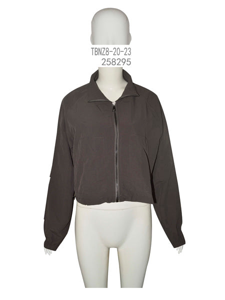 Zip-Front Cropped Utility Jacket