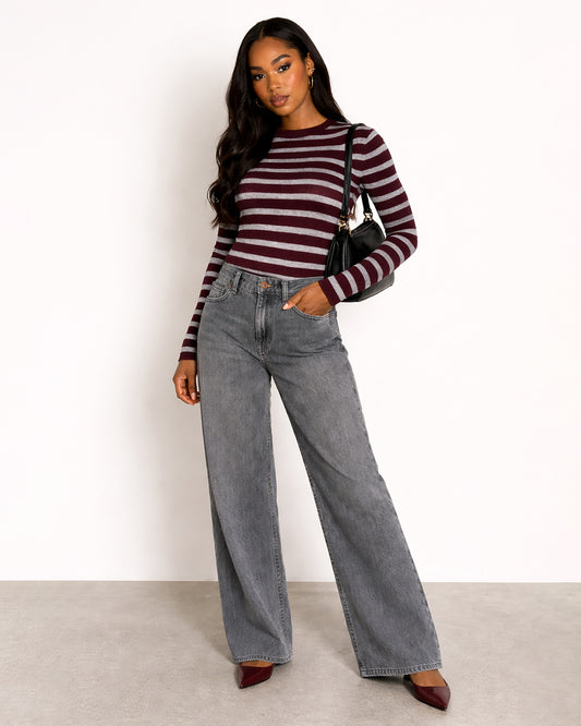 Slim Fit Striped Knit Top