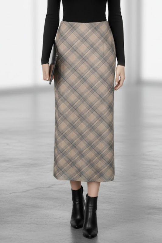 Plaid Bodycon Maxi Skirt