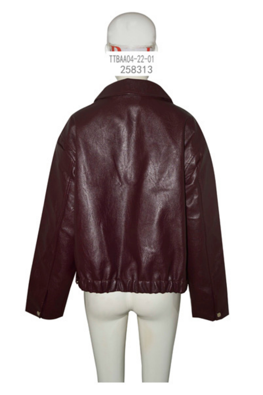 Faux Leather Zip-Up Jacket