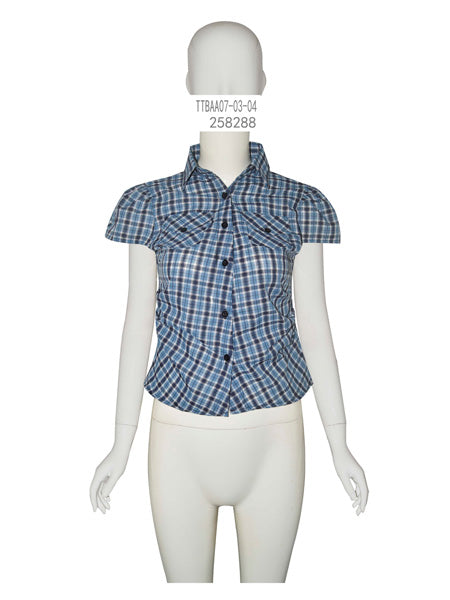Short Sleeve Plaid Button-Up Shirt