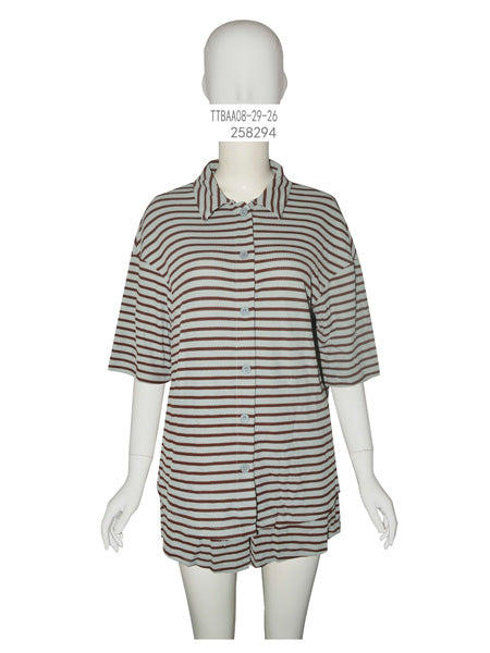 Oversized Stripe Short Sleeve Shirt & Shorts Set