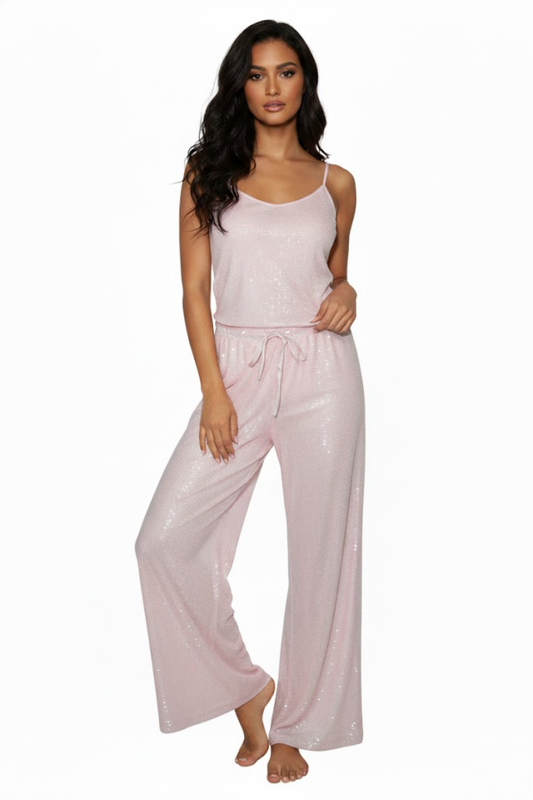 Sequin Mesh Drawstring Pants