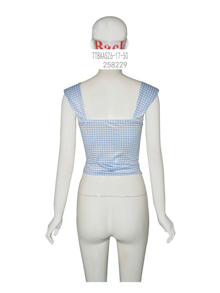 Blue Gingham Sleeveless Top