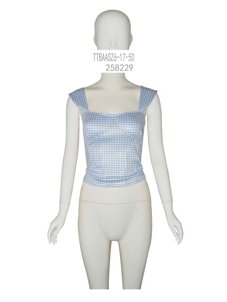 Blue Gingham Sleeveless Top