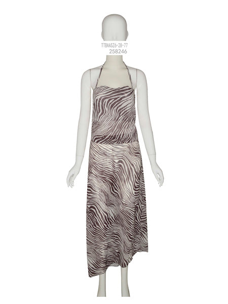 Zebra Print Halter Maxi Dress