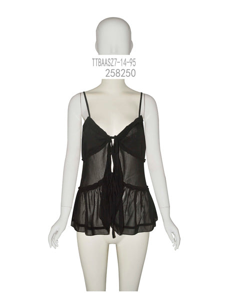Sheer Tie-Front Peplum Cami