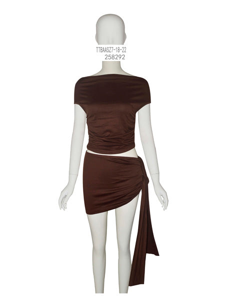 Off-Shoulder Draped Two-Piece Set (Top & Skirt)