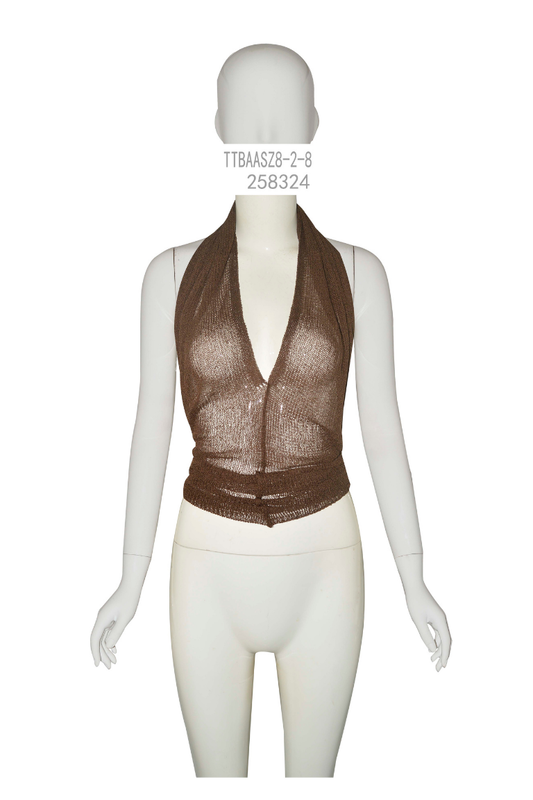 Metallic Knit Halter Wrap Top