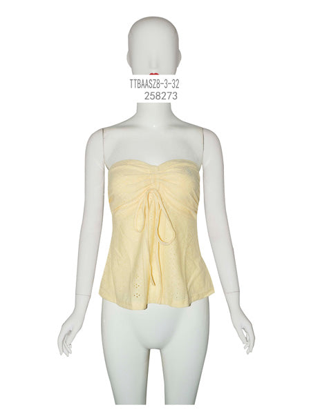 Ruched Bandeau Eyelet Top