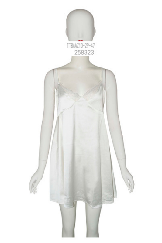 Satin Lace Trim Slip Dress