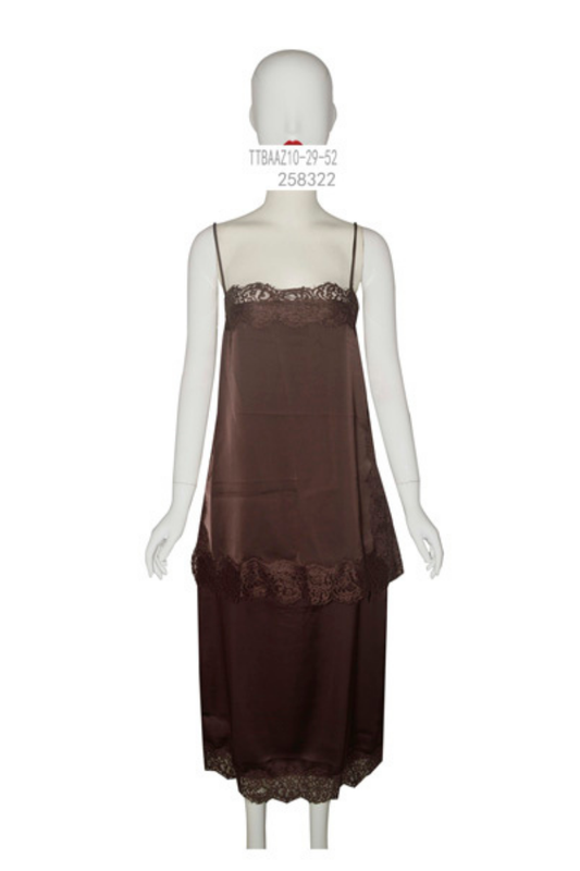 Satin Lace Trim Slip Set
