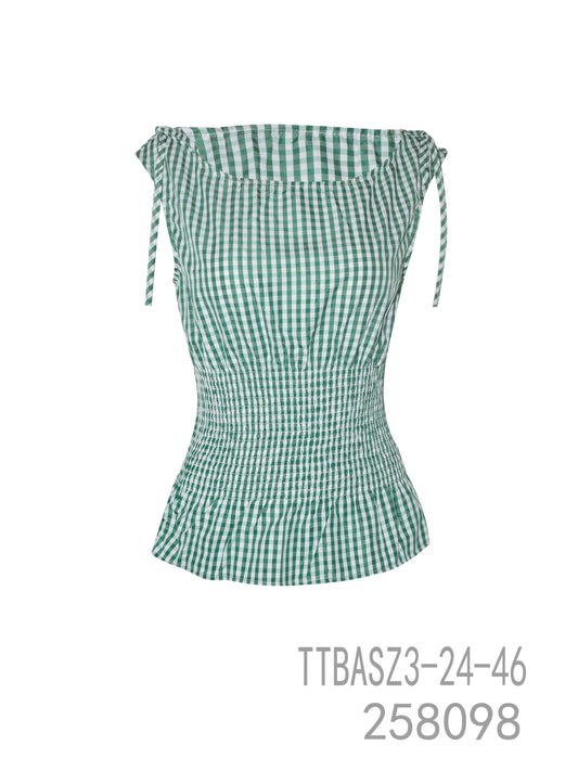 Gingham Smocked Peplum Top