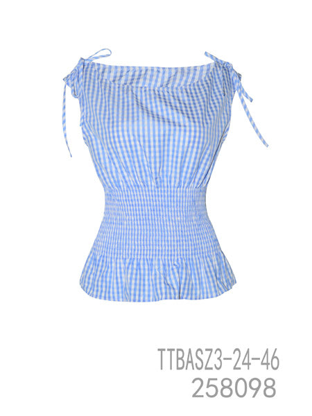 Gingham Smocked Peplum Top