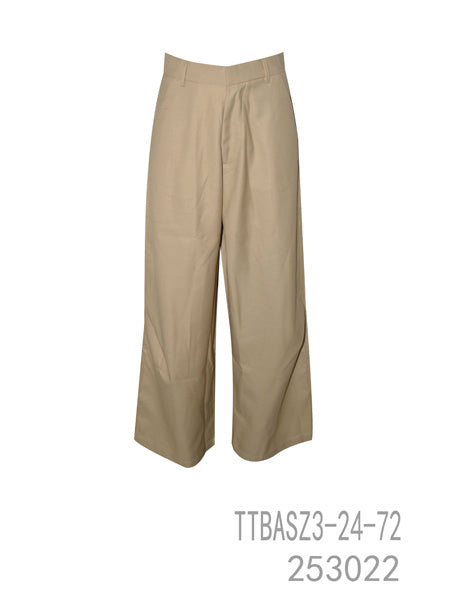 Beige Wide-Leg Tailored Pants