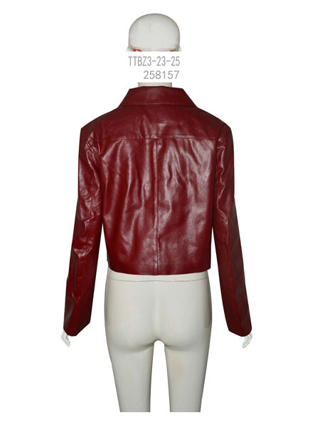 Cropped Faux Leather Jacket