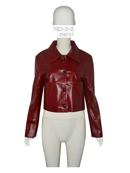 Cropped Faux Leather Jacket