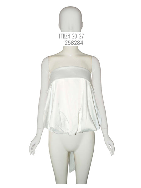 Draped Bubble Hem Back-Tie Top