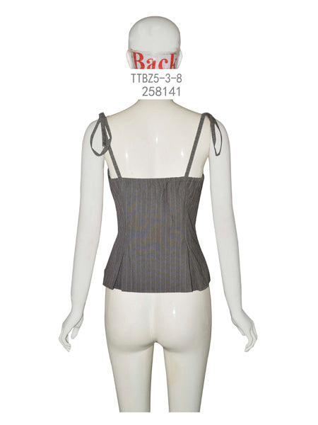 Corset-Style Pinstripe Top