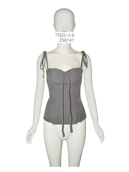Corset-Style Pinstripe Top
