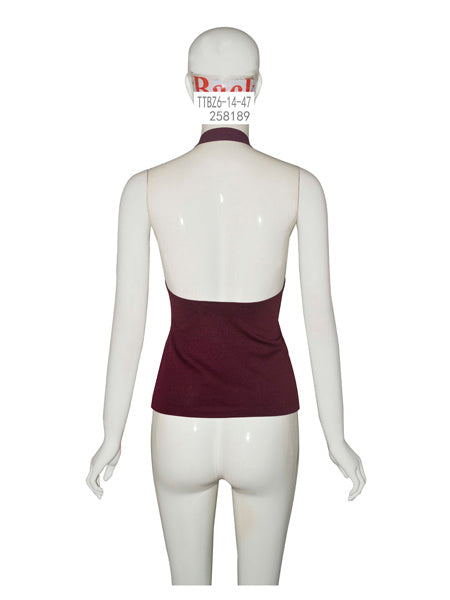 Burgundy Asymmetric Halter Tank Top