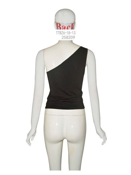 One-Shoulder Cut-Out Top with Metal Detail