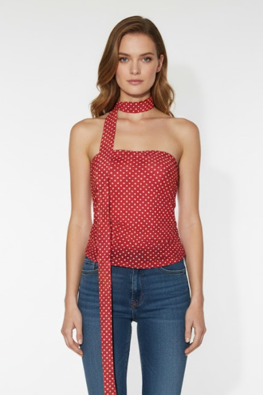 Polka Dot Halter Wrap Top