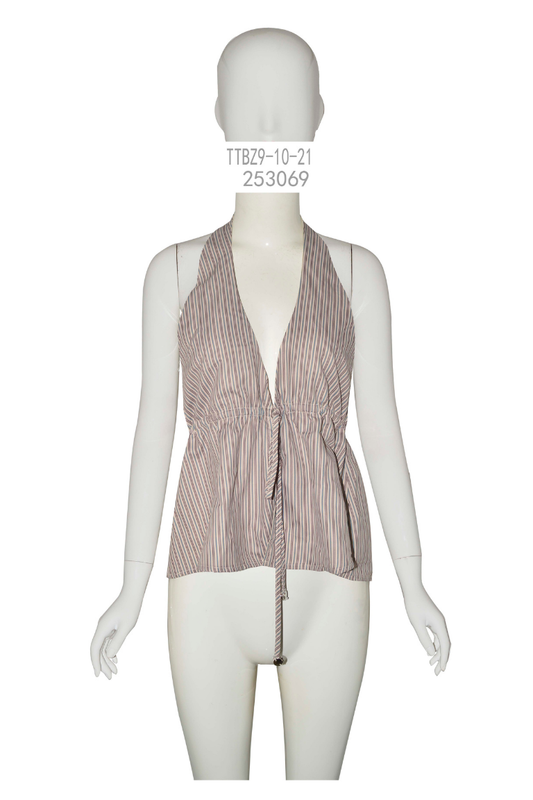 Striped Halter Neck Tie Top