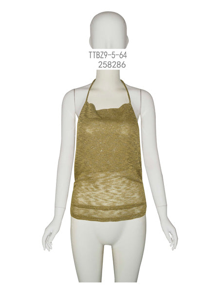 Metallic Knit Halter Top