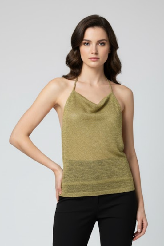 Metallic Knit Halter Top