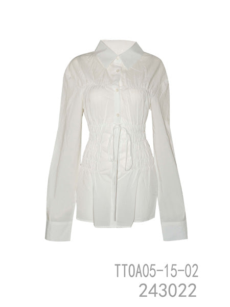 Cinched Waist Button-Down Shirt