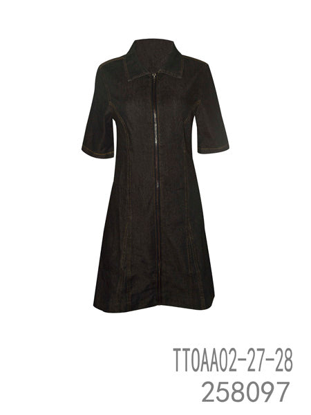 Zip-Front Denim Mini Dress