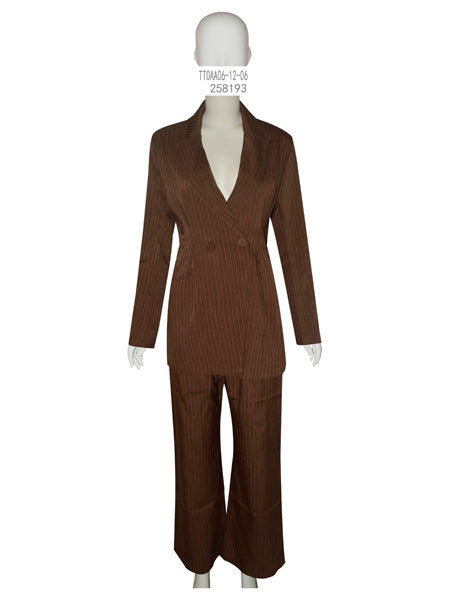 Pinstripe Double-Breasted Blazer and Trousers Set
