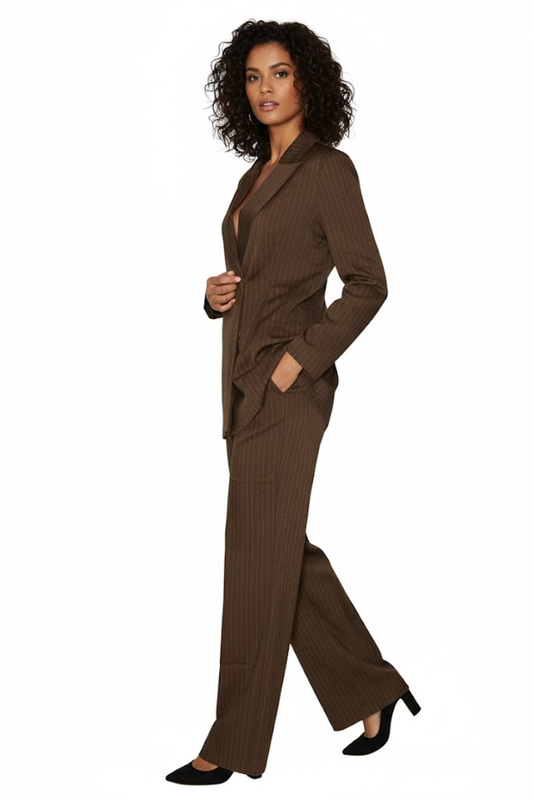 Pinstripe Double-Breasted Blazer and Trousers Set