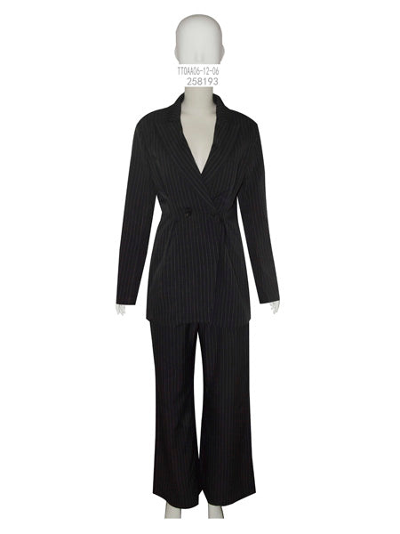 Black Pinstripe Suit Set