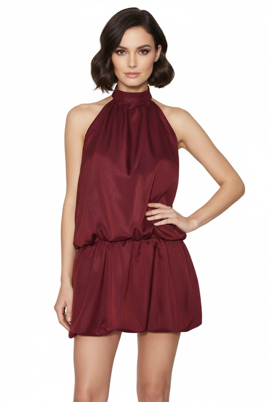 Halter Neck Open-Back Mini Dress