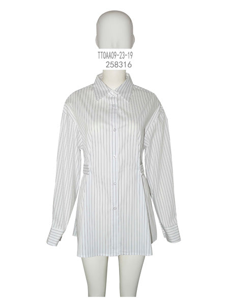 Striped Button-Up Long Top