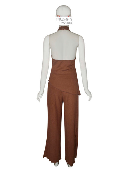 Brown Halter Neck Jumpsuit