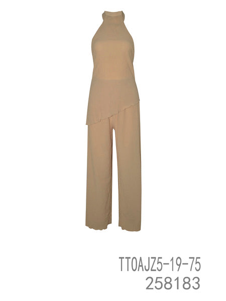 Brown Halter Neck Jumpsuit